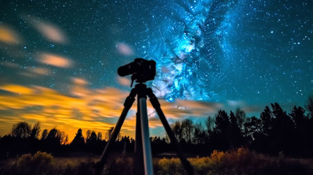 Generative AI : Milky way photography night photoの素材