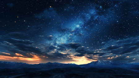 Generative AI : Night HDR panorama of Milky Way on night Starryの素材