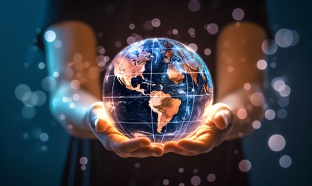 Generative AI : Metaverse Technology concepts Hand holding virtual reality infinity symbolNew generation technologyGlobal network technology and innovation Elements furnished by NAの素材