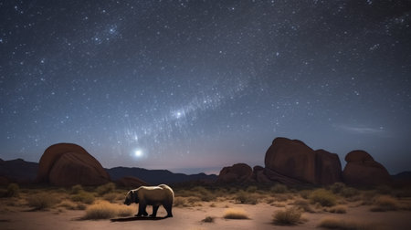 Generative AI : Night landscape with the Milky Way in Namibia in the Spitzkoppe areaの素材