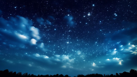 Generative AI : Panorama blue night sky milky way and star on dark backgroundwith grain and select white balanceの素材