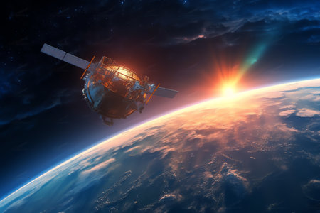 Generative AI : Orion spacecraft flight in space Spaceship on orbit of Earth Scifi wallpaper Artemis space program Expedition to Moon Spaceship with astronauts Elements of this imaの素材