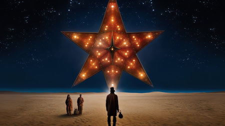 Generative AI : Starcatcher A person is standing next to the Milky Way galaxy pointing on a bright starの素材