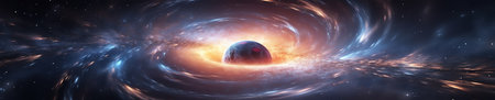 Generative AI : Radiation from a black hole at the center of a galaxy Space scene with stars black hole in galaxy Panorama Universe filled with stars nebula and galaxy Elements ofの素材