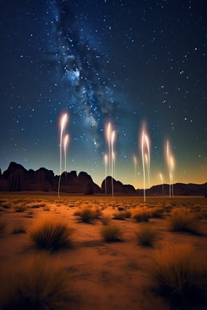 Generative AI : Night landscape with the Milky Way in Namibia in the Spitzkoppe areaの素材