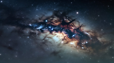 Generative AI : Panorama view universe space shot of milky way galaxy with stars on a night sky backgroundThe Milky Way is the galaxy that contains our Solar Systemの素材