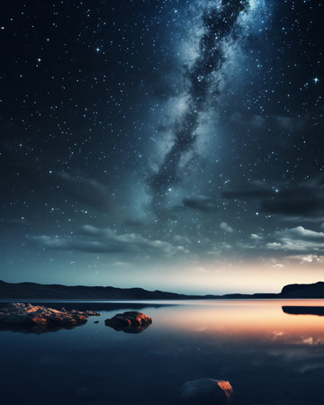 Generative AI : Long exposure photography of space stars starry skyの素材