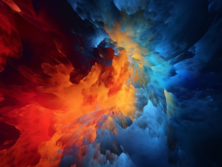 Generative AI : Liquid fluid art abstract background Dark multicolored smoke dancing acrylic paints underwater space ocean universe explosionの素材