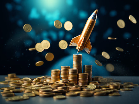 Generative AI : Rocket launch to moon as a Bitcoin price increase concept The elements of this image furnished by NASAの素材