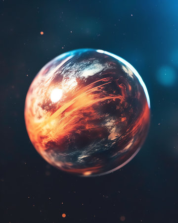 Generative AI : Sphere of nightly Earth planet in outer space City lights on planet Life of people Solar system element Elements of this image furnished by NASAの素材