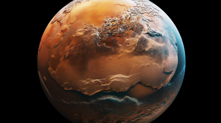 Generative AI : Global warming conceptPlanet Earth is becoming a dead planet like Mars Hourglass inside Planet Earth and Mars isolated Elements of this image furnished by NASAの素材