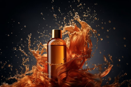 Generative AI : Glowing gold orange waves mermaid shimmering cosmetic miracle texture gel body sprayの素材