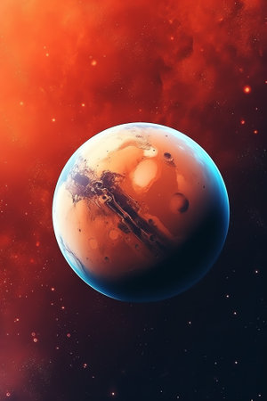 Generative AI : Mars galaxy and stars View of Mars planet of the solar system Galaxy stars and planet Mars High resolution image This image elements furnished by NASAの素材