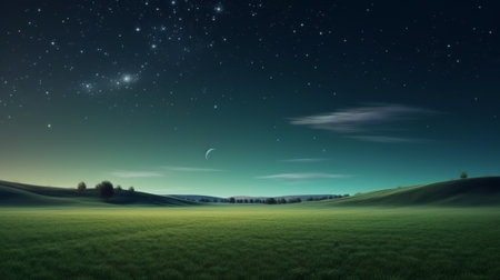 Generative AI : Green field in day and night Elements of this image furnished by NASAの素材