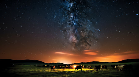 Generative AI : Milky way photography night photoの素材