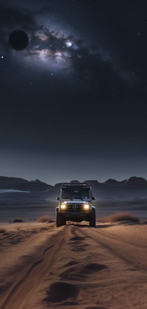 Generative AI : National Park empty asphalt road with full moon Namib desert Africa Elements of this image furnished by NASAの素材