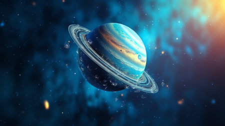 Generative AI : Neptune galaxy and stars View of Neptune planet gasgiant of the solar system Galaxy stars and planet Neptune High resolution image This image elements furnished byの素材