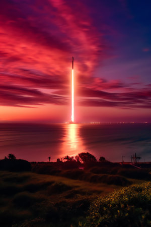 Generative AI : Rocket Rocket tail Rocket trace The elements of this image furnished by NASAの素材