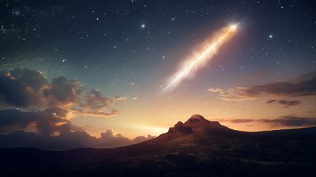 Generative AI : Shooting Star on the skyの素材