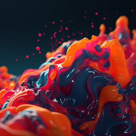 Generative AI : Liquid fluid art abstract background Dark multicolored smoke dancing acrylic paints underwater space ocean universe explosionの素材