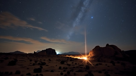 Generative AI : Night landscape with the Milky Way in Namibia in the Spitzkoppe areaの素材