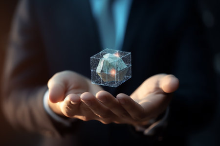 Generative AI : Reduce CO2 emission concept businessman holding glob in hand for environmental business friendly sustainability industry recycling the elements of this image furnisの素材