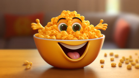 Generative AI : Corn flake stars bowl with little astronauts Space day food and good morning conceptの素材