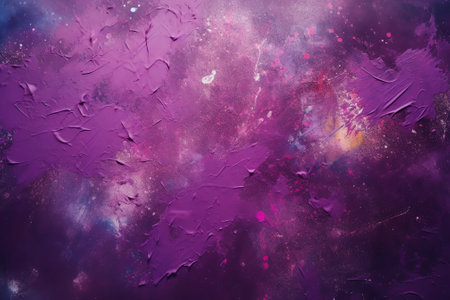 Generative AI : Space texture on painted plywood The texture of the night starry sky Bluepurple texture background Copy space Top view Spray paint in the form of starsの素材
