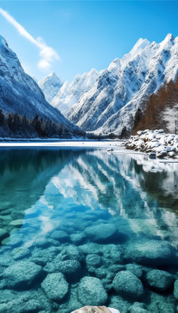 Generative AI : Winter in Korea Dumulmeori and Ice lake of Yangpyeong in Winter in korea South Koreaの素材