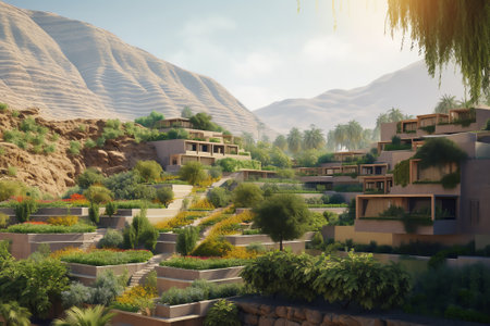 Generative AI : Mountain views around the AlHada resort city in western Saudi Arabiaの素材