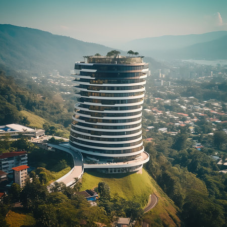 Generative AI : Miss Universe Barranquilla Colombia building in front of the Sierra Nevadaの素材