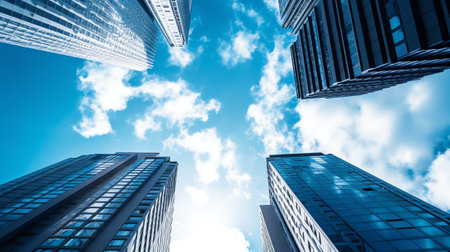 Generative AI : Buildings under blue sky on sunny dayの素材