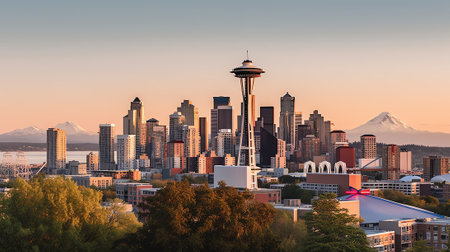 Generative AI : Seattle skyline as seen from Kerry Park Washington state United Statesの素材