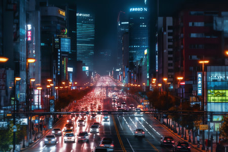 Generative AI : The night view of Gangnam Station intersection Seoul Koreaの素材