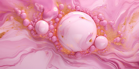 Generative AI : Abstract pink liquid background paint splash swirl pattern and water drops beauty gel and cosmetic texture contemporary magic art and science as luxury flatlay desiの素材