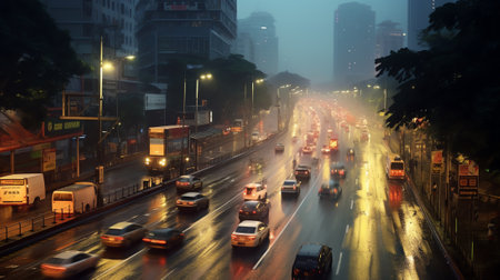 Generative AI : the urban traffic at shenzhen cityの素材