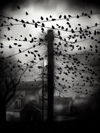 Generative AI : Crows and creepy trees horrorの素材