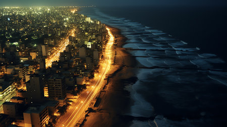 Generative AI : Night shot of the Mumbai city skylineの素材