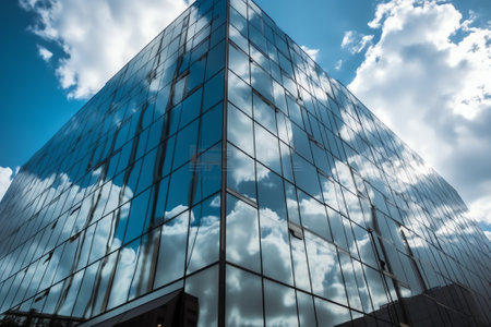 Generative AI : Modern building Glass facade Sky reflection Architecture detailsの素材