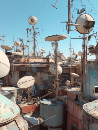 Generative AI : satellite dishes at the earth station in raisting germanyの素材
