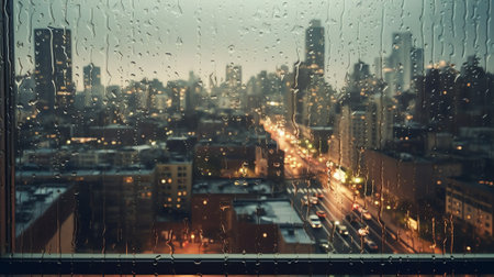 Generative AI : A city with heavy rainの素材