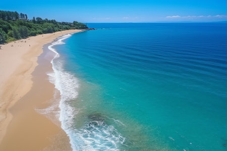 Generative AI : Phuket beach sea sand and sky Landscape view of beach sea in summer day Beach space area At Karon Beach Phuket Thailandの素材