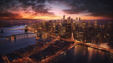 Generative AI : Amazing view to new york manhattan newyork cityの素材