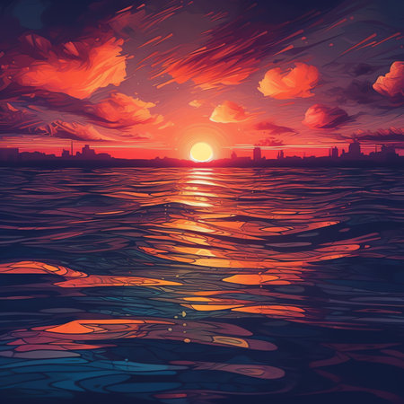 Generative AI : sundown seascapeの素材