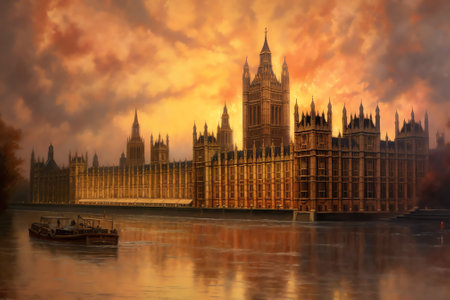 Generative AI : Houses of Parliament at duskの素材