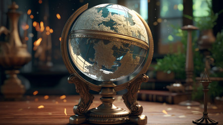 Generative AI : Globe sphere orb model effigy vintage styleの素材