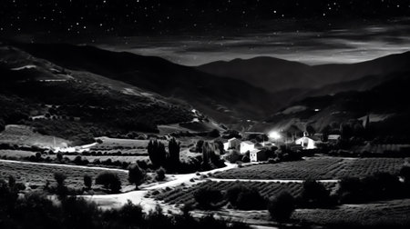 Generative AI : tuscany in the nightの素材