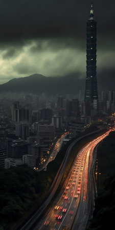 Generative AI : Night Skyline at Taiwan Taipei