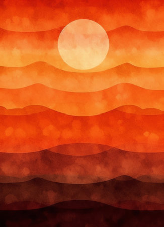 Generative AI : Abstract orange skyの素材