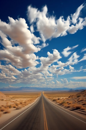 Generative AI : Asphalt road and sky cloud landscapeの素材